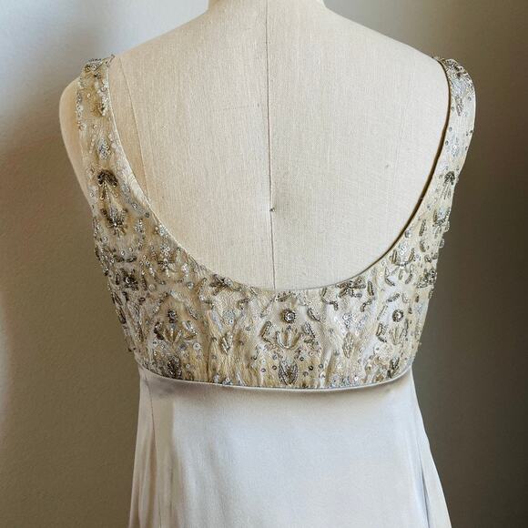 Niteline Formal Champagne Silk Beaded Long Dress with Jacket - Picture 10 of 16